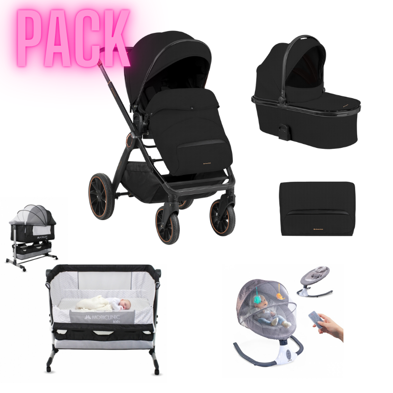 PACK Cochecito Kikkaboo Tiffany Dos Piezas + Hamaca Eléctrica + Minicuna colecho + REGALO JUEGO SABANAS